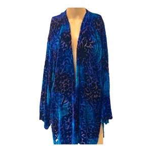 Vibrant hues of blue - velvet cut-out cardigan.